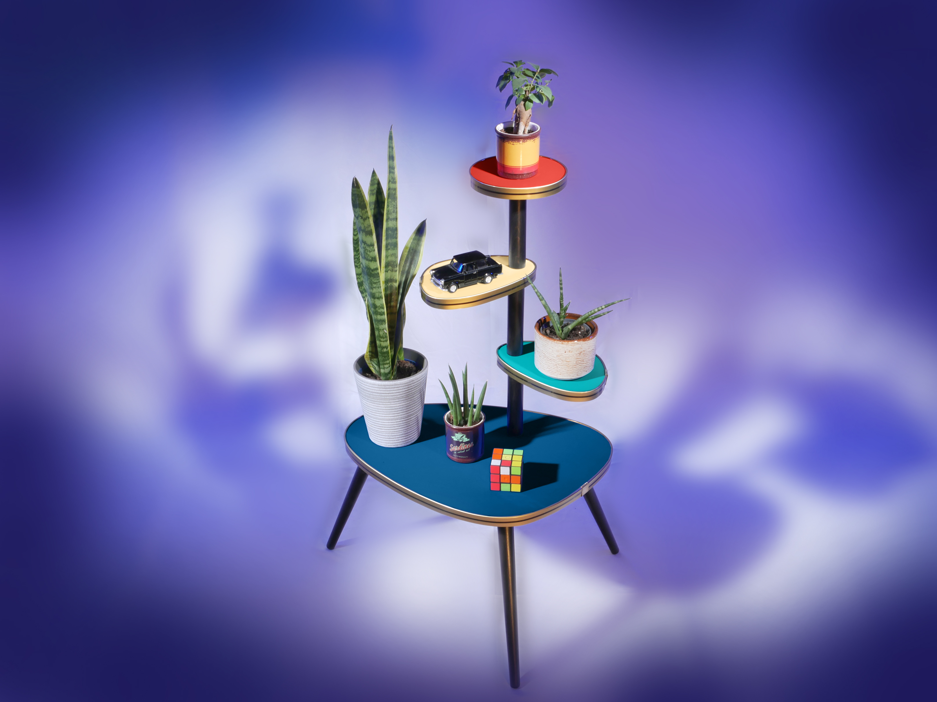 Vintage Blumentisch / Nierentisch groß Blue Tango
